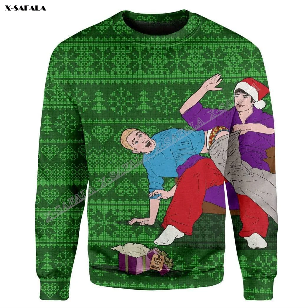 

Japanese Cartoon Game Tree 3D Printed Ugly Sweater Christmas Gift Men Female Winter Knitted Cotton Xmas Warm