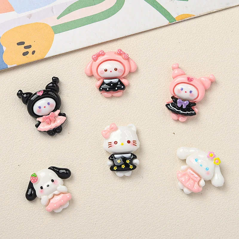 10 Pcs New Kawaii Cartoon Cute Biscuit Cat Series Resin Scrapbook Diy Jewelry Bow knot decorate Hairpin Accessories