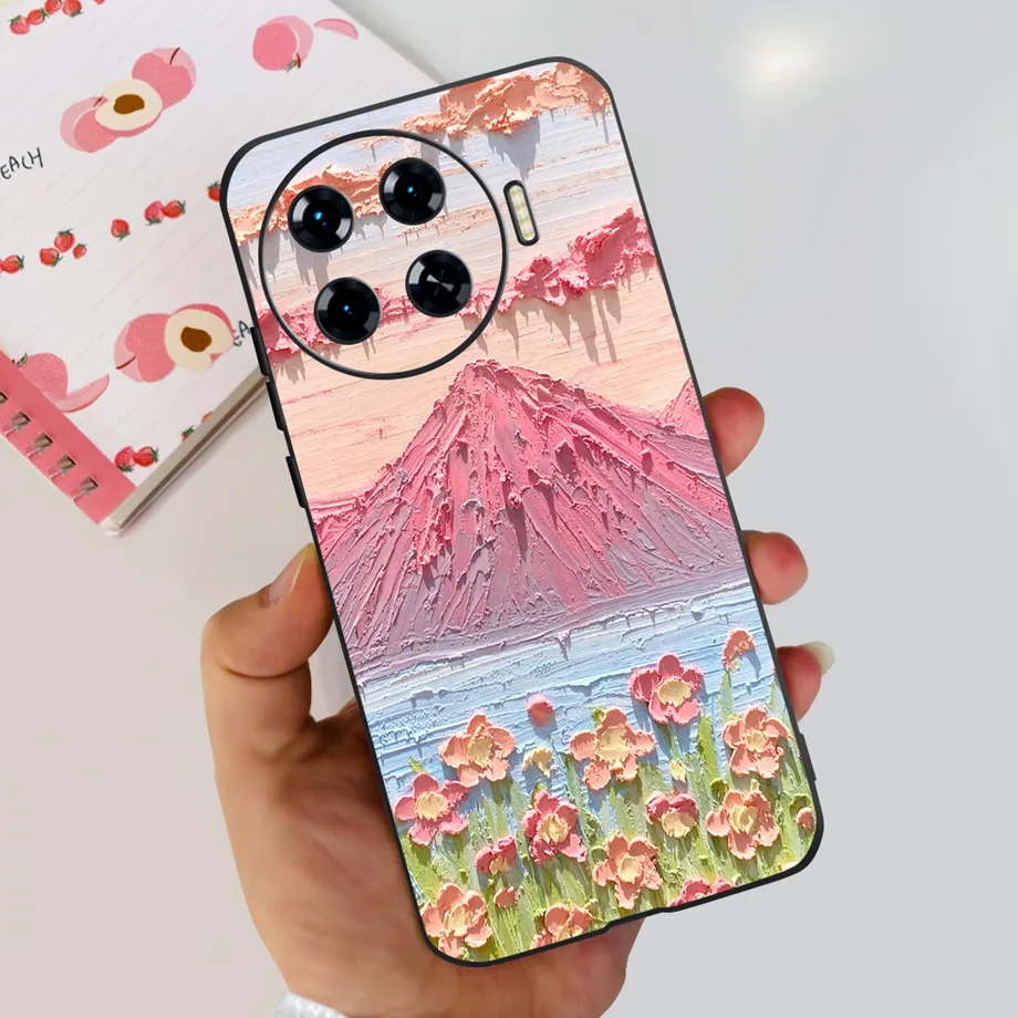 For Spark 20 Pro+ Soft Silicone Coque Fundas For Tecno Spark 20 Pro Plus Cute Colorful Painting Rose Flower Clear Bumper Shell