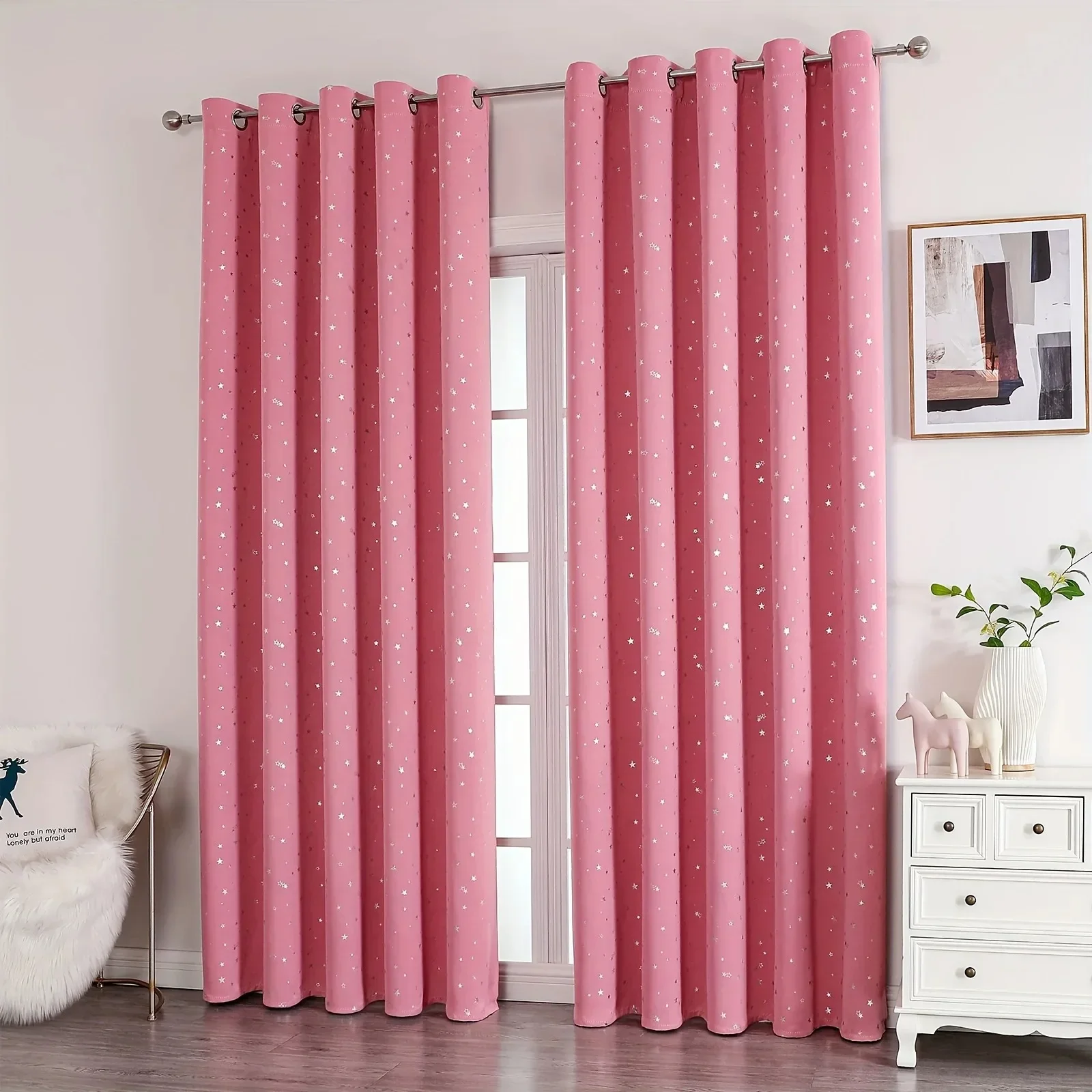 Full Blackout Curtain with Stars Bedroom Korean Solid Color Curtains Cortinas Para Ventanas Cortinas Dormitorio 1 Piezas 창문 커튼