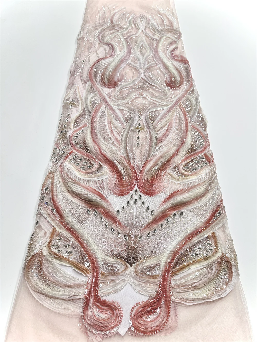 ผ้าลูกไม้ปักเลื่อมคุณภาพสูงแบบ 3 มิติ ลายแอฟริกันไนจีเรีย ปี 2026 สำหรับชุดราตรี ประดับด้วยลูกปัด ผ้าชีฟองปักลาย ผ้าตาข่ายสำหรับงานเย็บปักถักร้อย ยาว 5 หลา