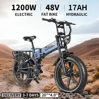 SAMEBIKE RS-A02 Electric Bike Motor 48V17AH 1200W Motor 20*4.0 Inch Fat Tire Folding Ebike Full Suspension Mountain Snow Bicycle