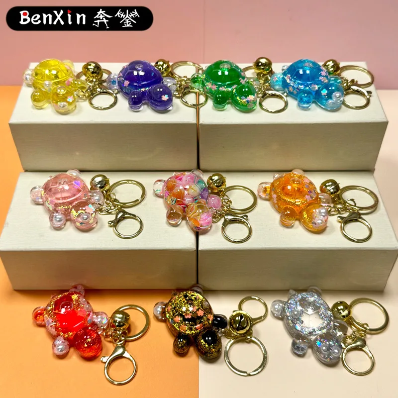 

miniso Oil-filled flowing sand turtle keychain, schoolbag pendant, blind box, blind bag, key chain, hanging decoration