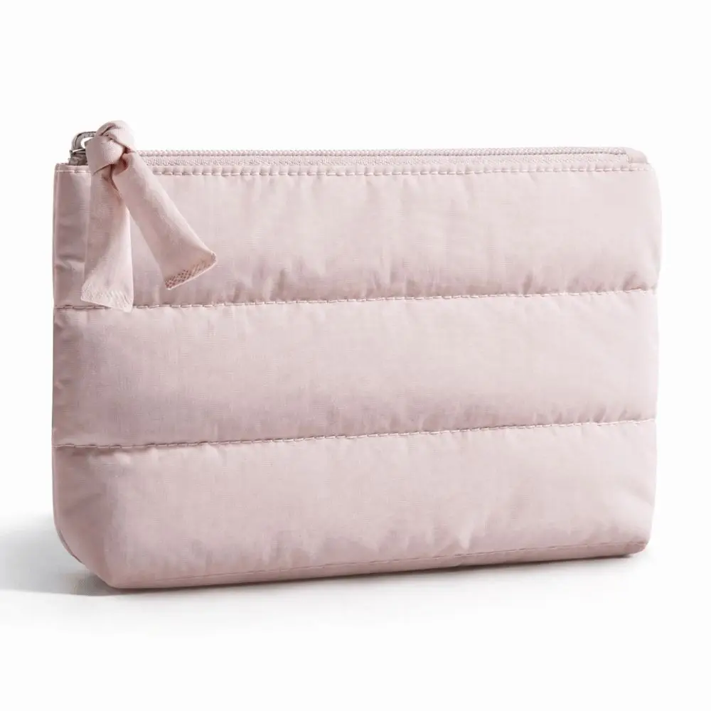 Fashion Puffy Cosmetic Pouch Zipper Closure Ultralight Small Makeup Bag Padded Portable Travel Storage Bag