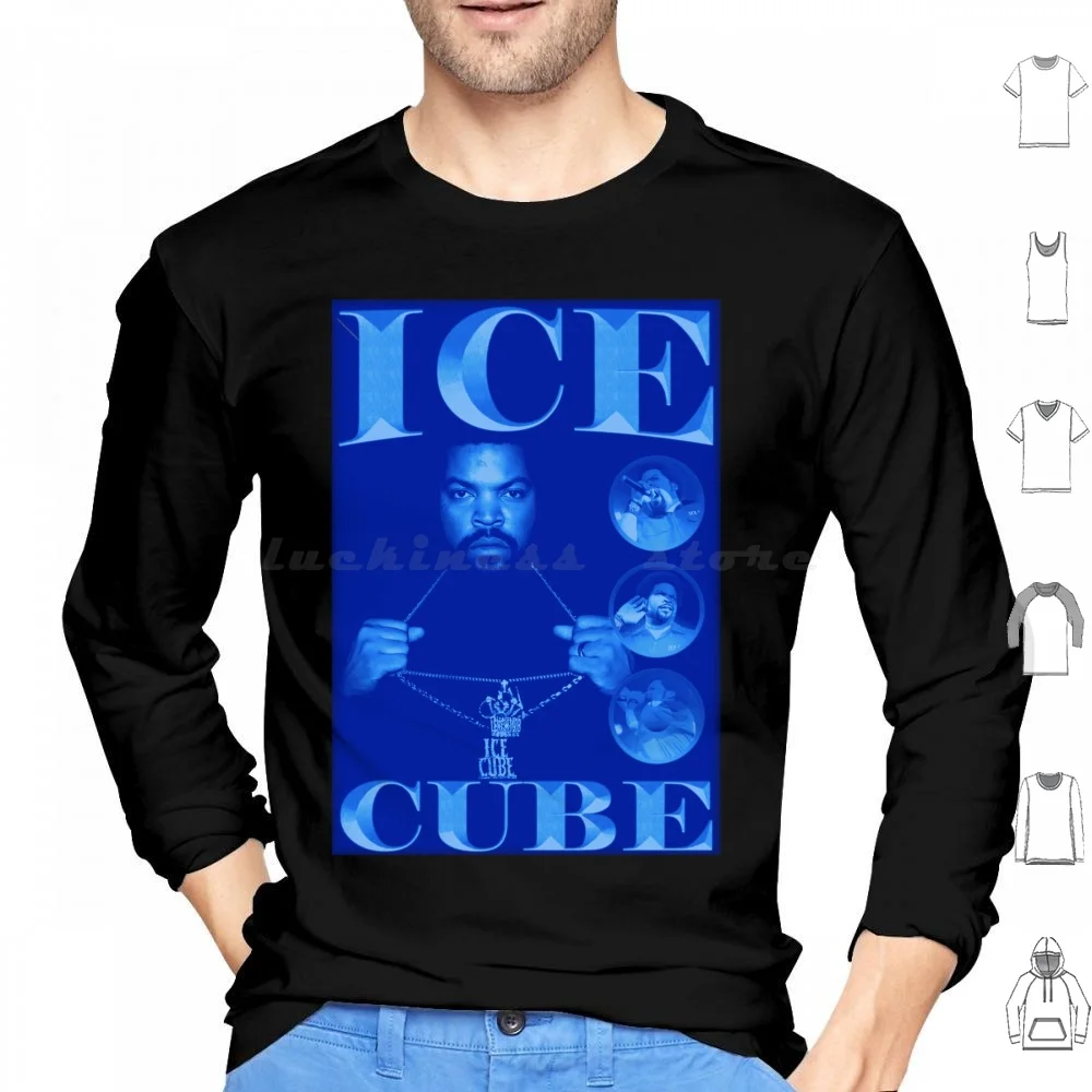 Ice Cube Blue Bootleg Vintage Hoodies Long Sleeve Ice Cube Ice Cube Rap Rapper Hiphop Hip Hop Music Singer Musician