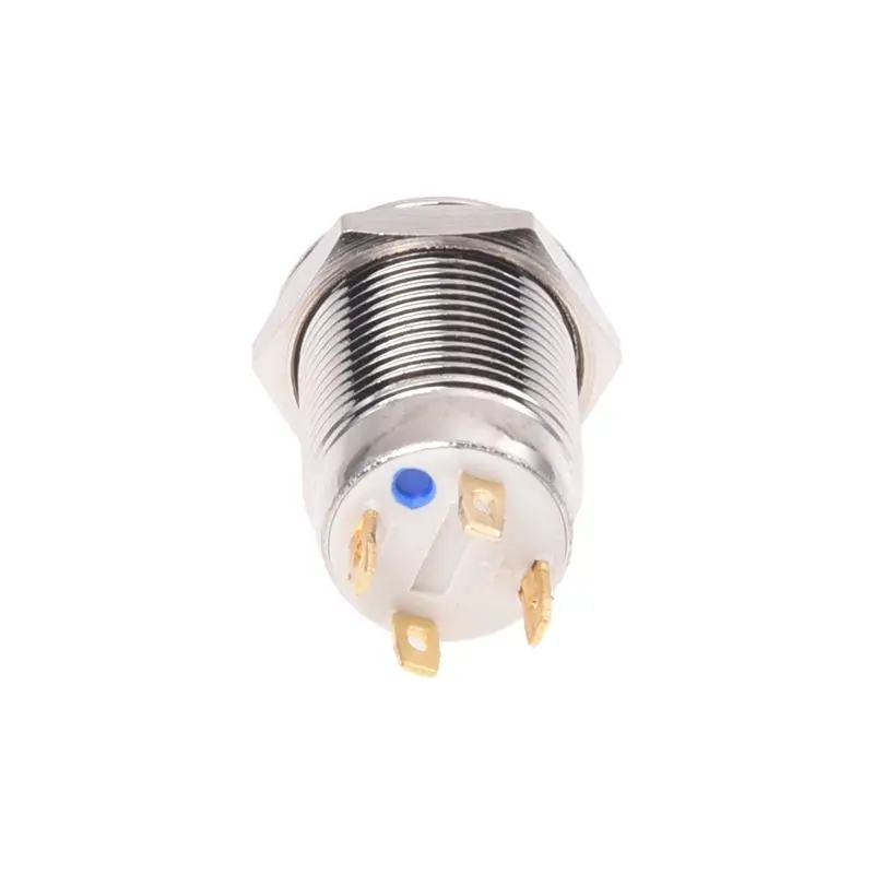 A52I-3V Push Button Switch Doorbell Button Blue LED 12 Mm Silver