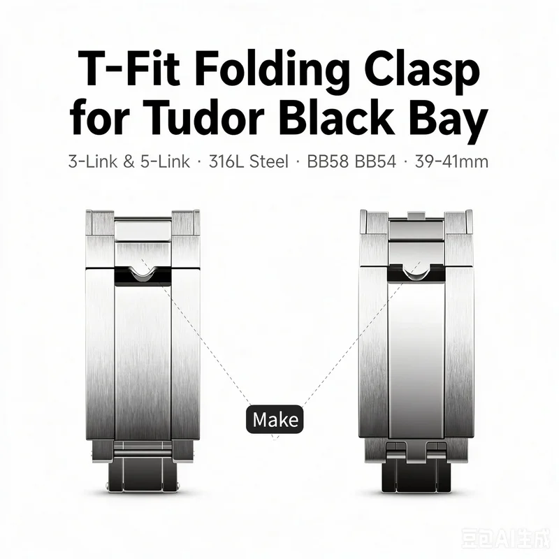 Premium Stainless Steel Adjustable T-Fit Folding Clasp Deployment Buckle for Tudor Black Bay 58 54 M79030 M79000 39mm 41mm Watch