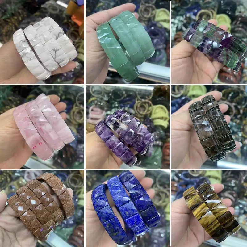 

Богемийский ретро природный камень агат бирюза хрустальный тигр глаза драгоценности энергия пара вечеринка эластичная цепь браслет