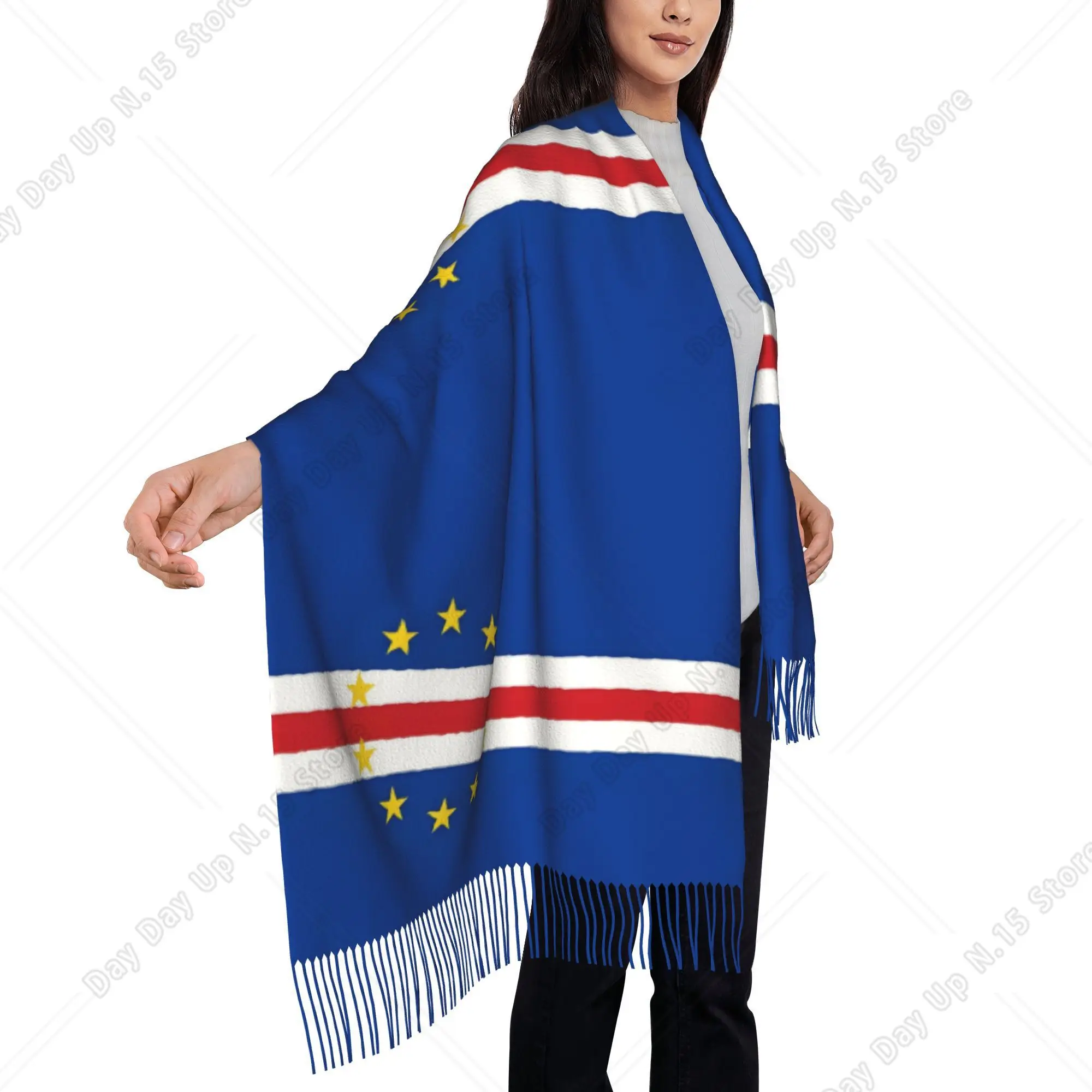 Flag Of Cape Verde rint Design Fashion Unisex Autumn and Winter Cold Prevention FringedScarf Tassel Scarf Perfect Gift