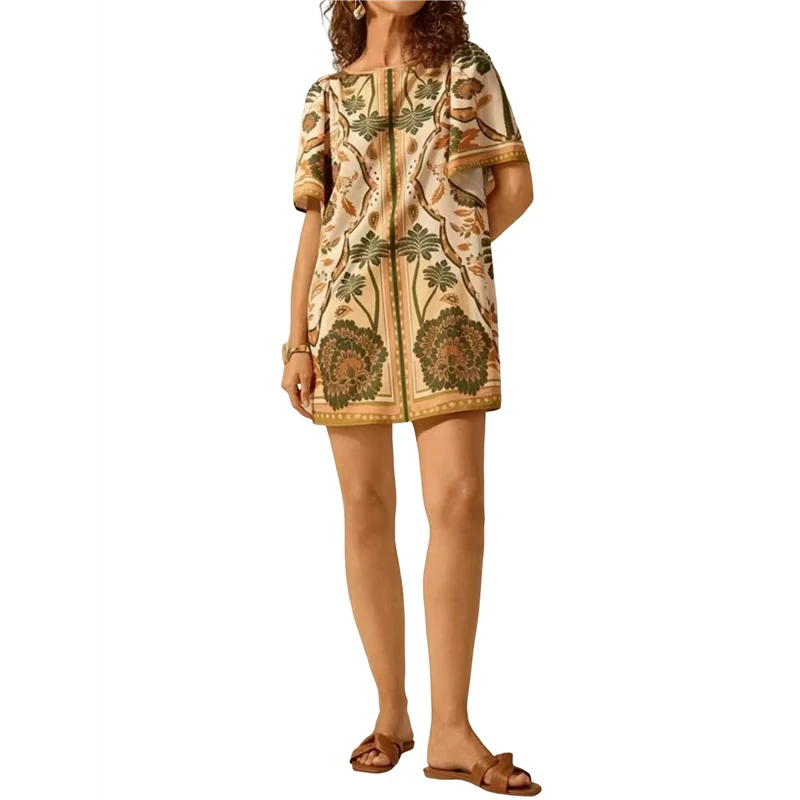 【ดู】ชุดเม็กซิกันแบบดั้งเดิมสําหรับผู้หญิงดอกไม้ปักแขนสั้น Boho ชุดเดรสฤดูร้อน Fiesta Dresses