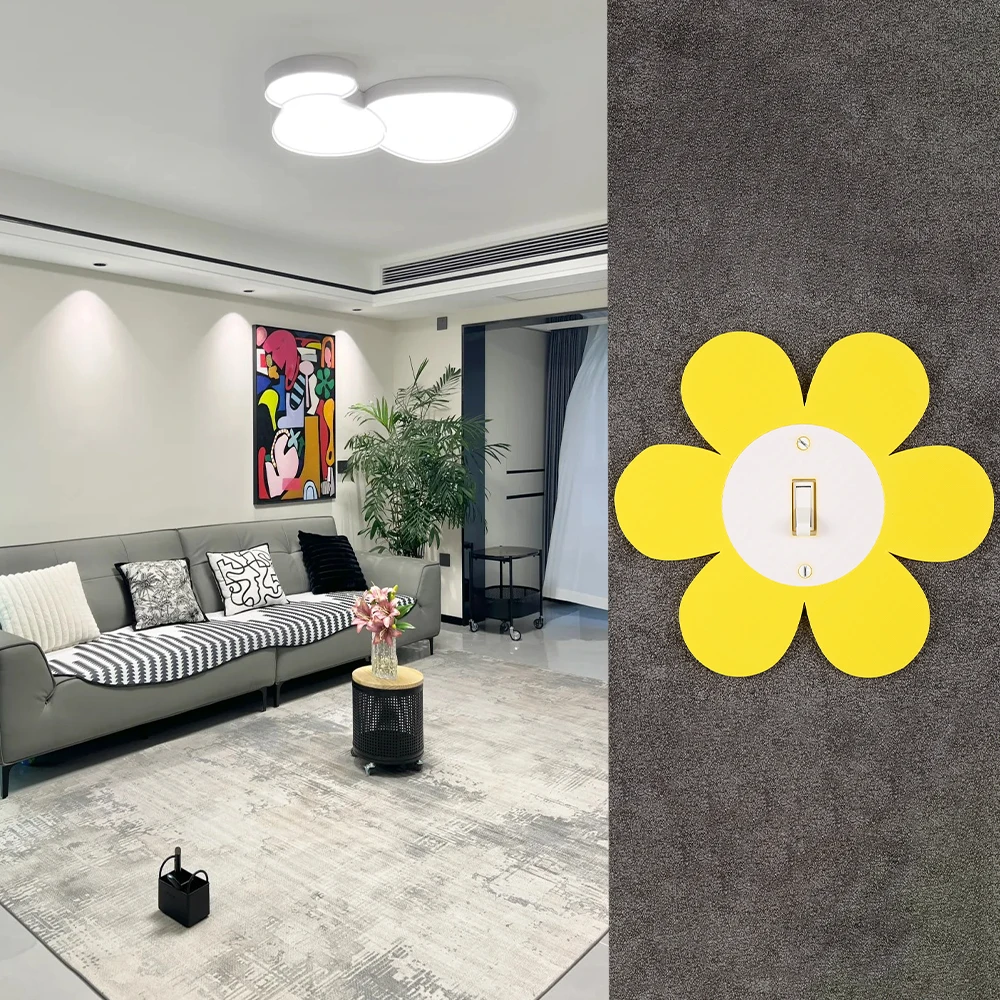 クロスボーダーの花型スイッチパネルフレーム、明るい黄色とオレ - Flower Wall Panel のレビューと価格