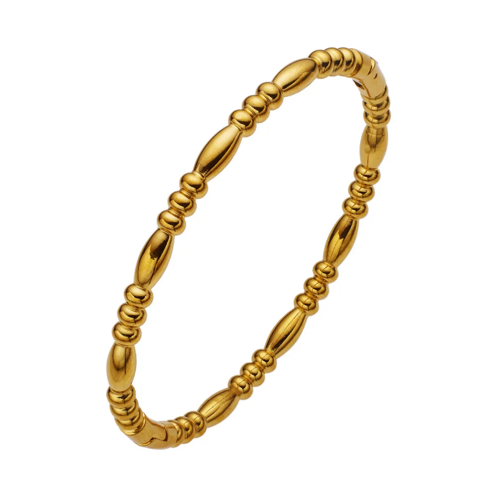 Pulsera de acero de titanio con forma de gota de agua de alto pulido, brazalete resistente al agua chapado en oro de 18 quilates, joyería para mujeres, niñas, amigos, regalo