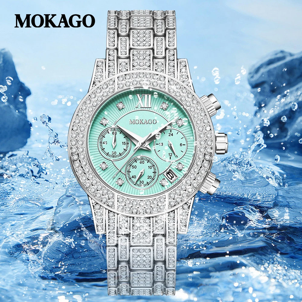 

New Luxury Three-Eye Ladies Bracelet Watch Full Diamond Starry Sky Waterproof Quartz Steel Strap Calendar Women's Wrist Watch