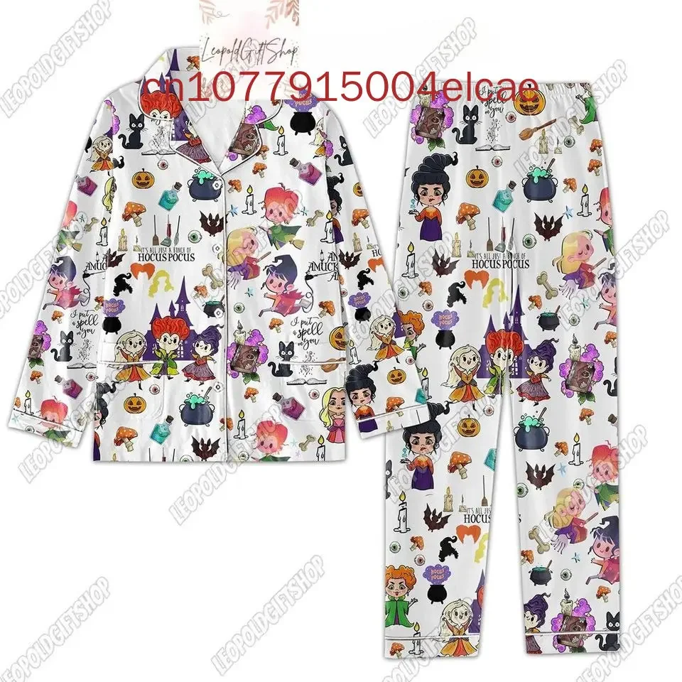 2024 New Disney Halloween Hocus Pocus  Pajama Set Casual Men's and Women's Long Sleeve Shirt Pajama Set