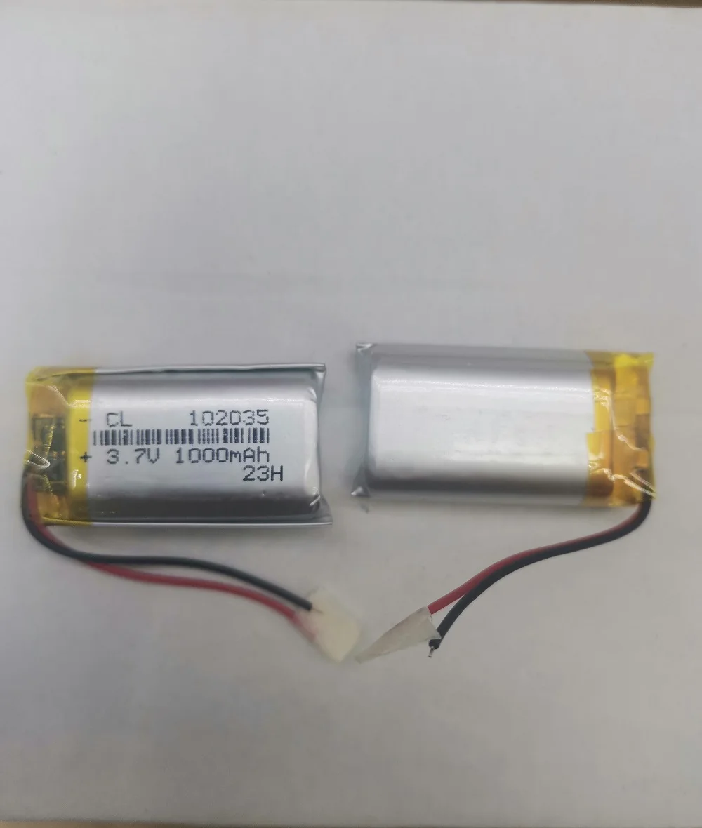 3.7V 2 wires 102035 1000mah lithium battery with protection board , used for bluetooth MP4 1pcs/lot