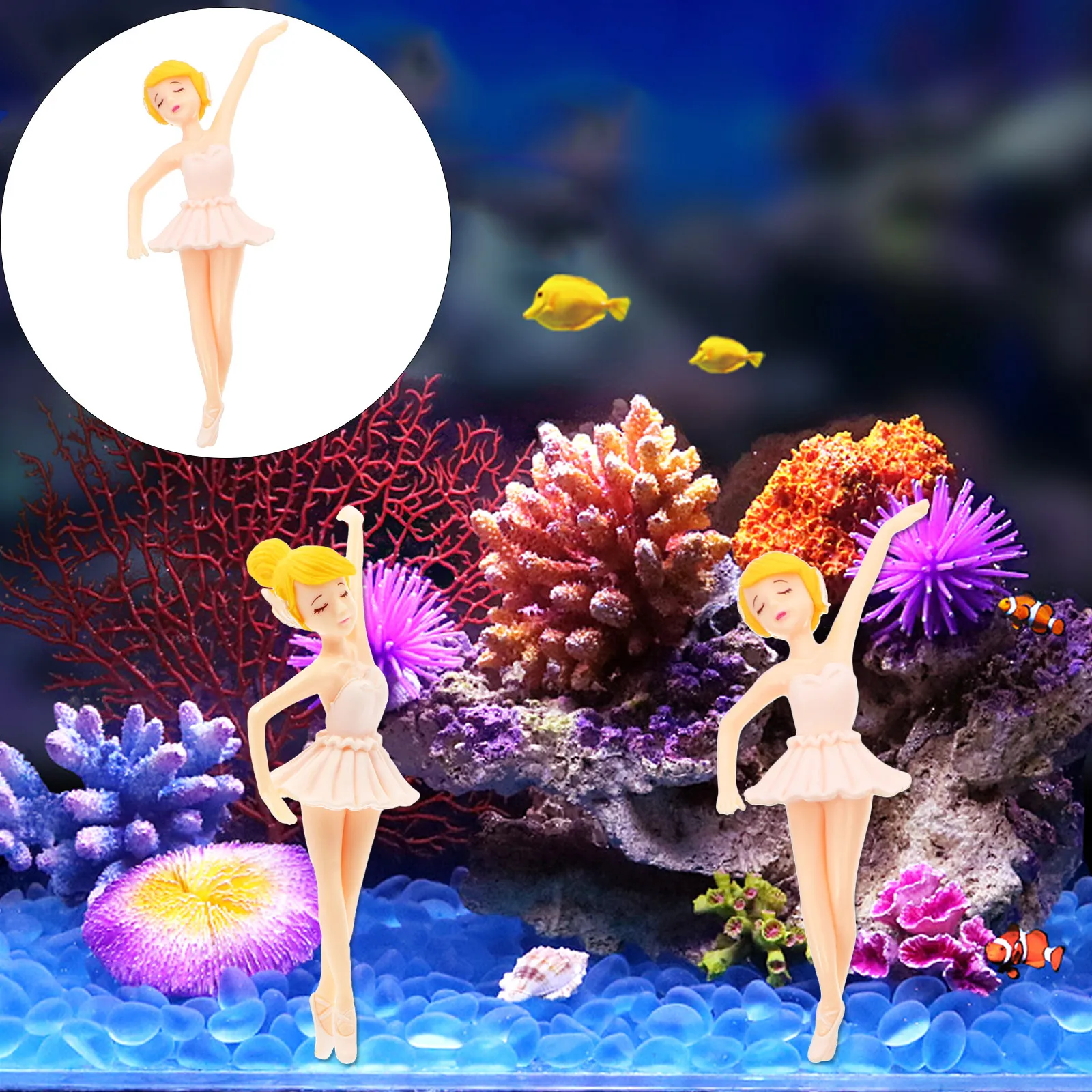 6Pcs Adorable Cartoon Ballet Girl Keychain Pendants Plastic Micro Landscape Decor DIY Cake Topper Ornament for Succulents Moss