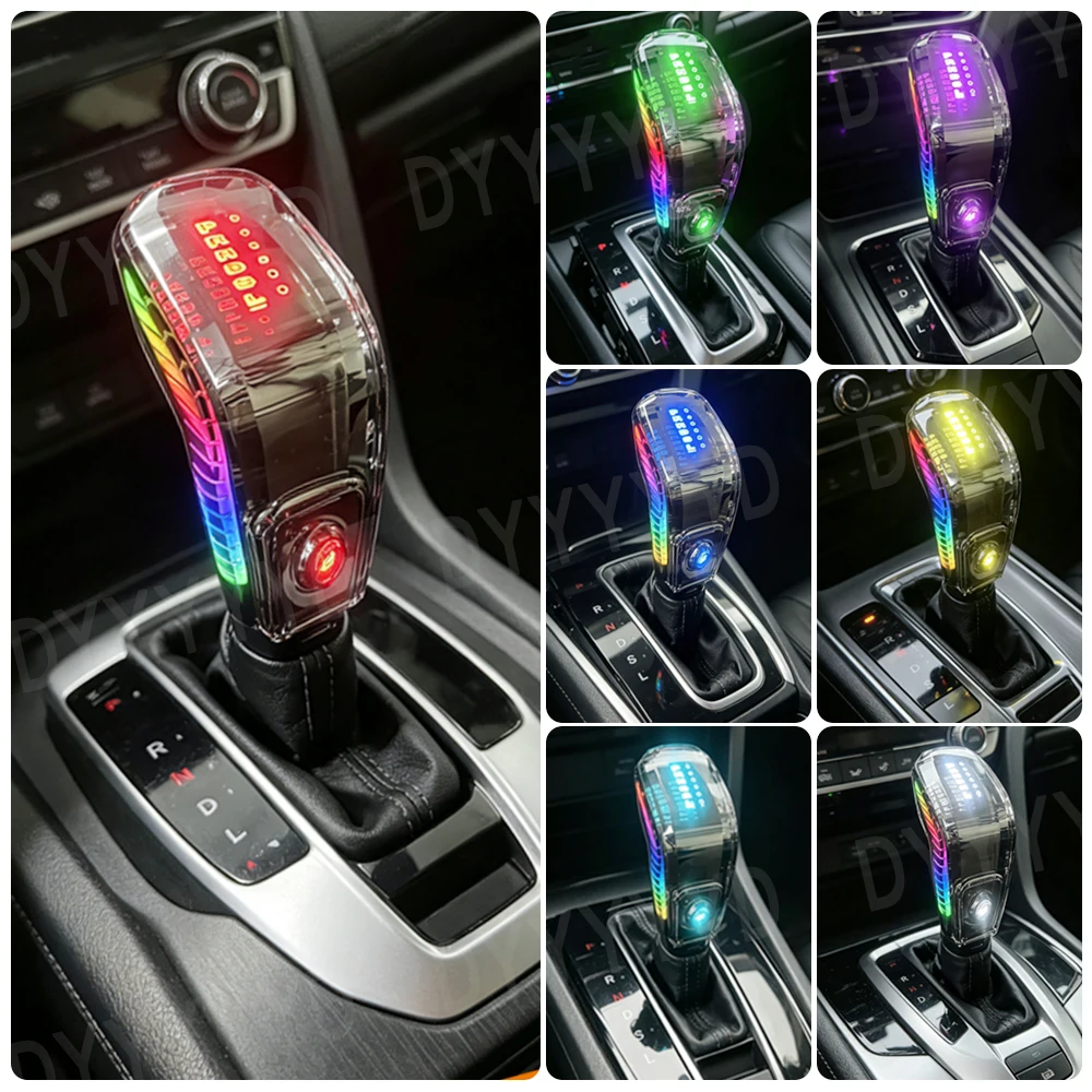 LED Crystal Shift Knob Is For Honda Fit Accord Civic CRV XRV URV Seven Color Luminous Gear Head Charging Car Modification Part