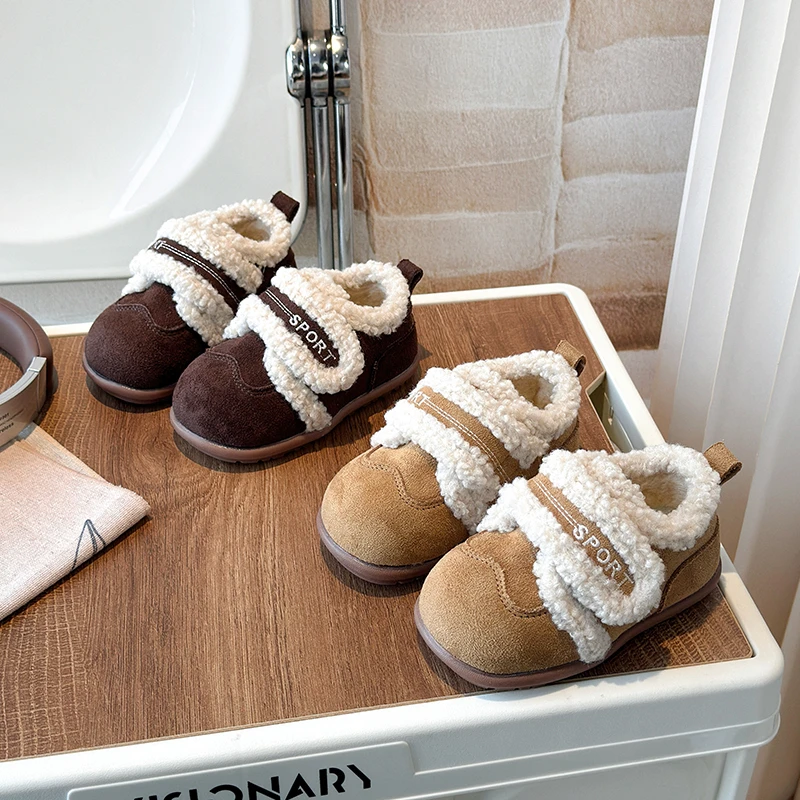 

Kids Fashion Shoes Soft Sole Trendy Girls Princess Casual Shoes Versatile 2025 Winter Children Flat Shoes Korean Style Non-slip