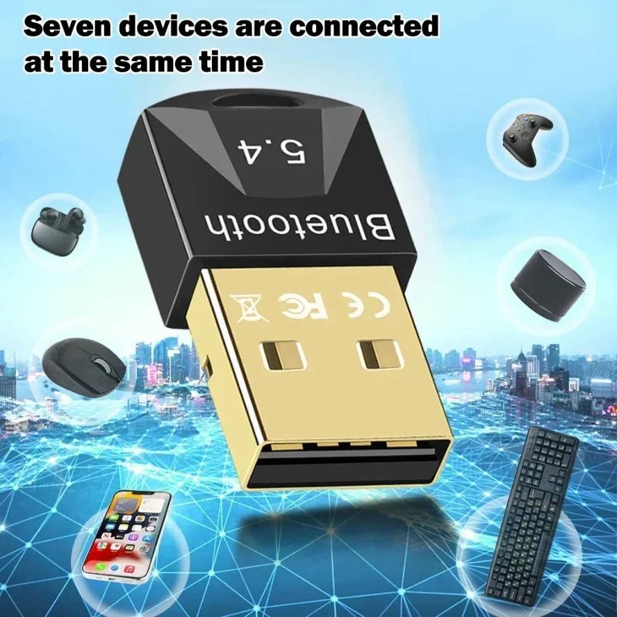 

Bluetooth 5.4 USB Adapter, Receiver & Transmitter 2 in 1, Wireless Dongle for PC Desktop Laptop, Connect Speaker Mouse Keyboard,