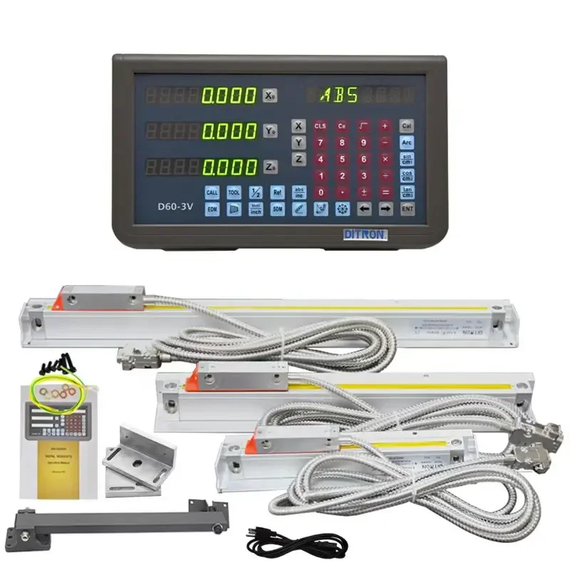 LED 2 Axis /3Axis Digital Readout DRO for Lathe with Linear Glass Sensor Encoder 5um /1um/0.1um Mill Milling Machine