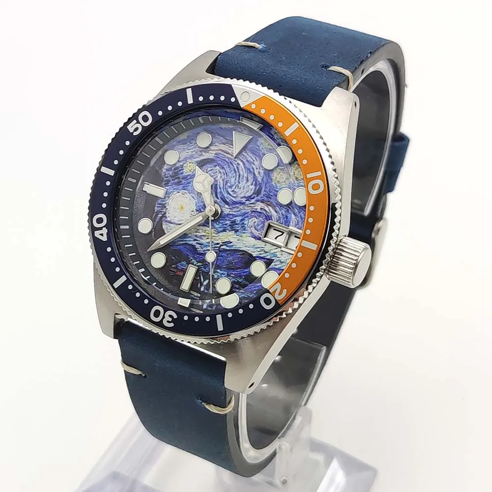 

38MM Van Gogh Oil Painting Dial Men's Business Luxury Automatic Mechanical Watch Luminous Waterproof NH35 Men's Watch