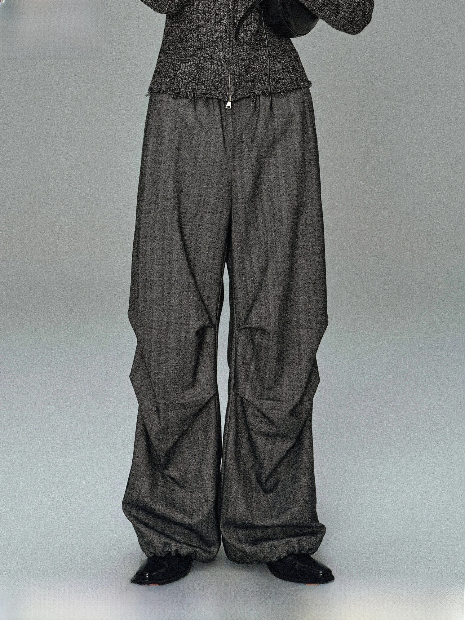 

Soft Skin-Friendly Casual Pants Women's Spring Commute Slim Wide Leg Wool Blend Long Trousers Comfortable High Waist Zipper