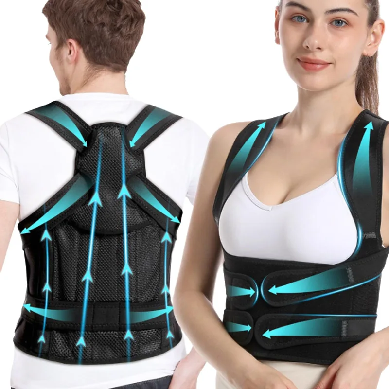 حزام مصحح وضعية الظهر للبالغين للرجال والنساء، مصحح الوضعية غير المرئي، فتح الكتف، يمنع الحدب، الموقف #3