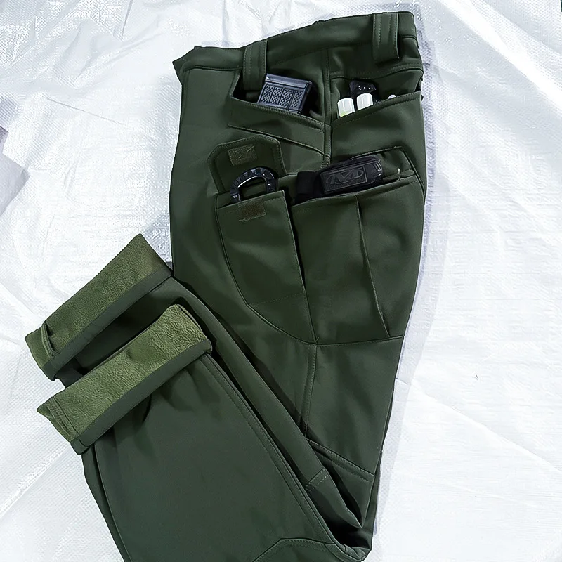 Men's-Slim-Fit-Tactical-Work-Pants-with-Multiple-Pockets,-Windproof-and-Waterproof,-Suitable-for-Winter-Outdoor-Hiking-Pants view 4