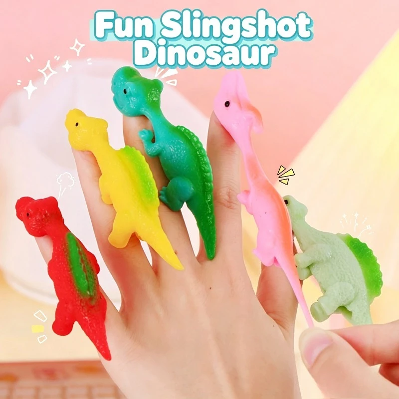 Shooting Small Dinosaur Fingers Slingshot Elasticity Decompression Sticky Music Decompression Pinching Music Sticky Wall Toy view 2