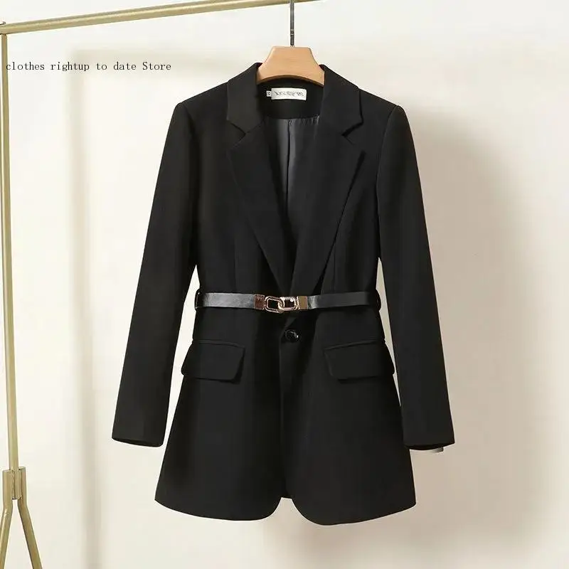 Abito cappotto elegante moda capispalla con cintura primavera autunno New Office Ladies Blazer Jacket donna un bottone tinta unita