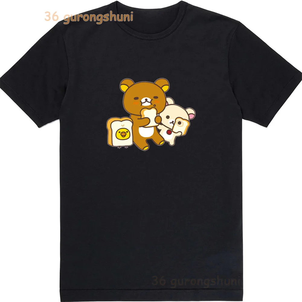 

Детская одежда с принтом Rilakkuma, детская черная футболка для мальчиков, футболки Kiiroitori, летние топы для девочек, одежда для малышей с короткими рукавами