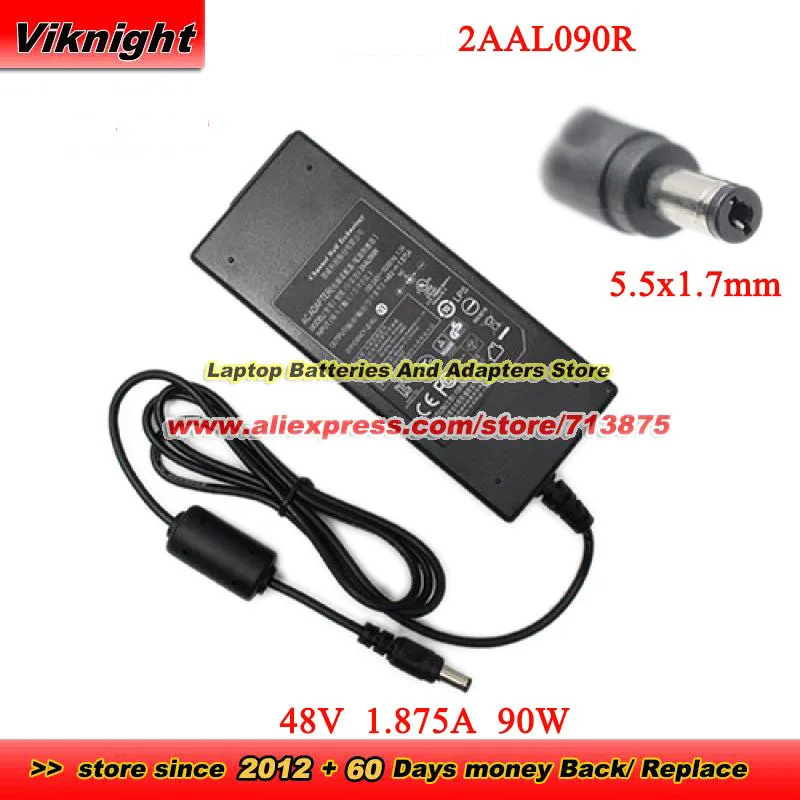 

48V 1.875A 90W 2AAL090R AC Adapter KPL-065S-II 5.5x1.7mm for NVR-104MH-C/4P NVR-108-B/8P/M NVR-108MH-D/8P HKA09048019-027