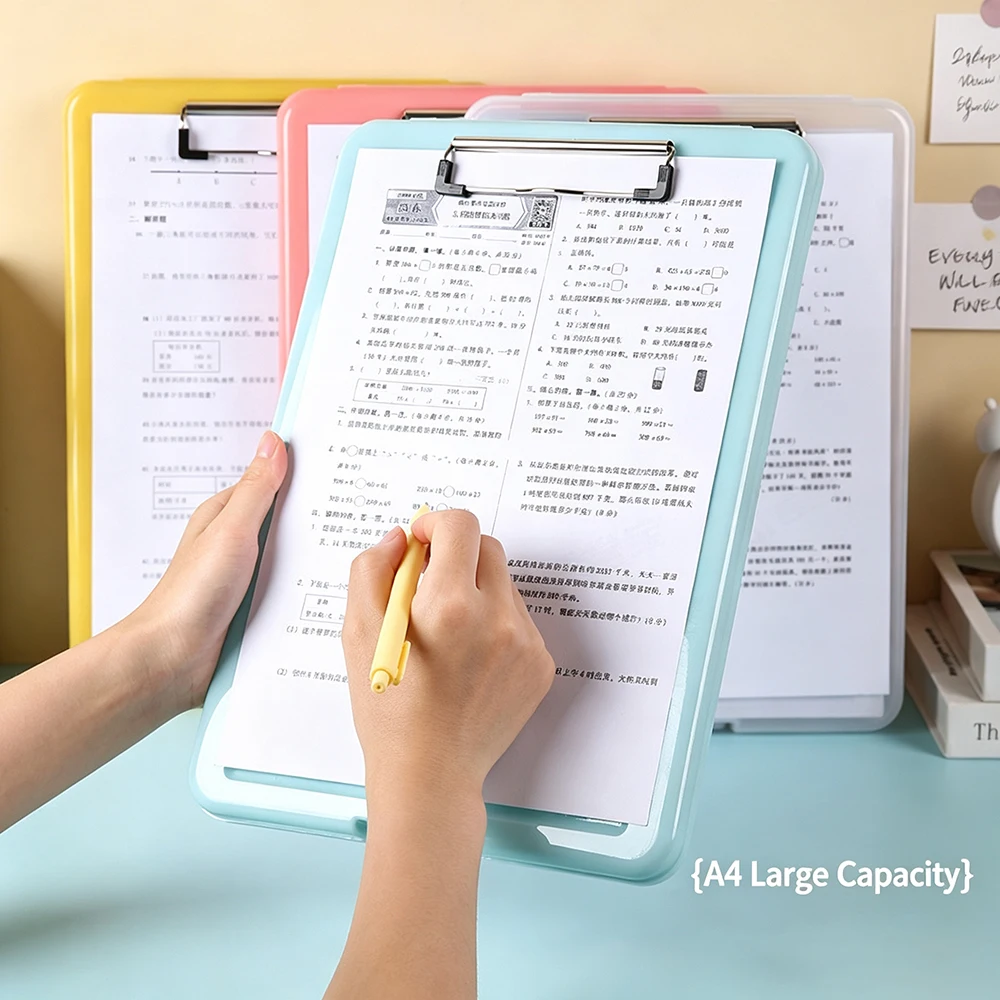 A4 Clipboard with Storage Box Large Capacity File Folder Writing Board Back to School Student Office Stationery Paper Holder