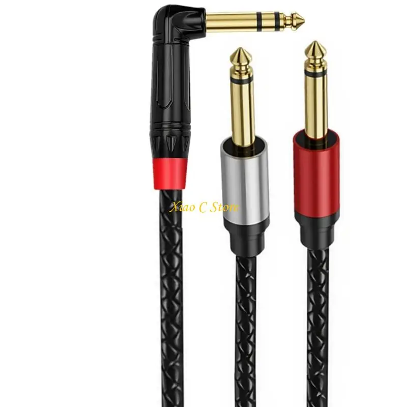 Y1AE Multifuntional 1 to 2 Sound Y Cable 6.35mm Plastic Texture Suitable for Group Listening and Various Device Connectivitys
