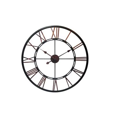 Handmade traditional iron metal wall clock with stylish frame detailing and easy readability for contemporary room decor