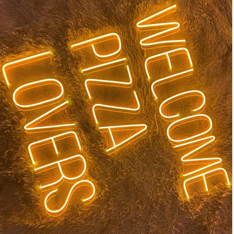 Welcome Pizza Lover Neon Sign Pizza Store Wall Decor LED for Restaurant Kitchen Decoration Handmade Custom Neon Signs