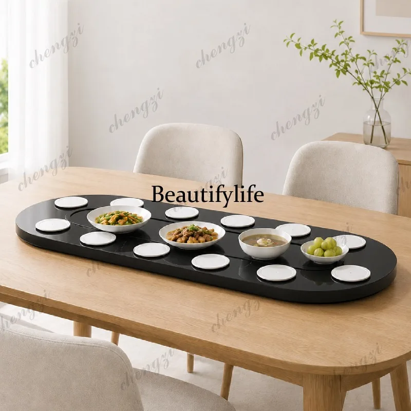 L181 long table special electric rotating dining table turntable tray automatic rectangular dish delivery