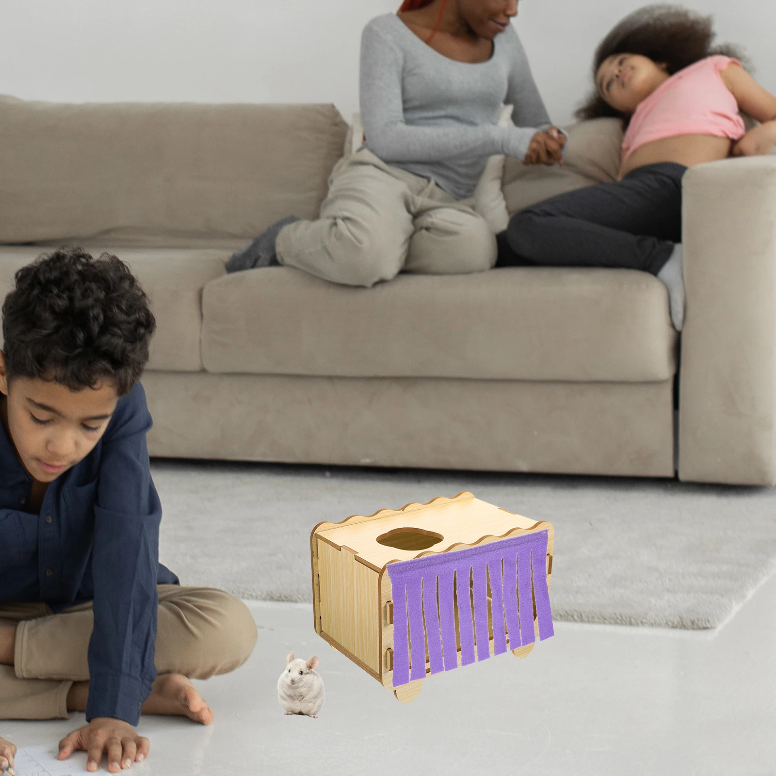 

4Pcs Hamster Hideout Door Curtain Guinea Pig House Tassel Decor Comfortable Touch Design Guinea Pig Hideout Pet Supply