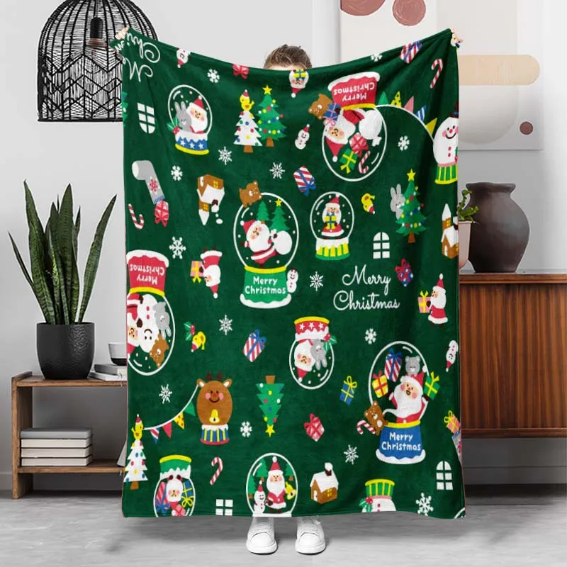 1pc Christmas Pattern Flannel Blanket, Lightweight And Soft Blanket, Gift Blanket for Family And Friends