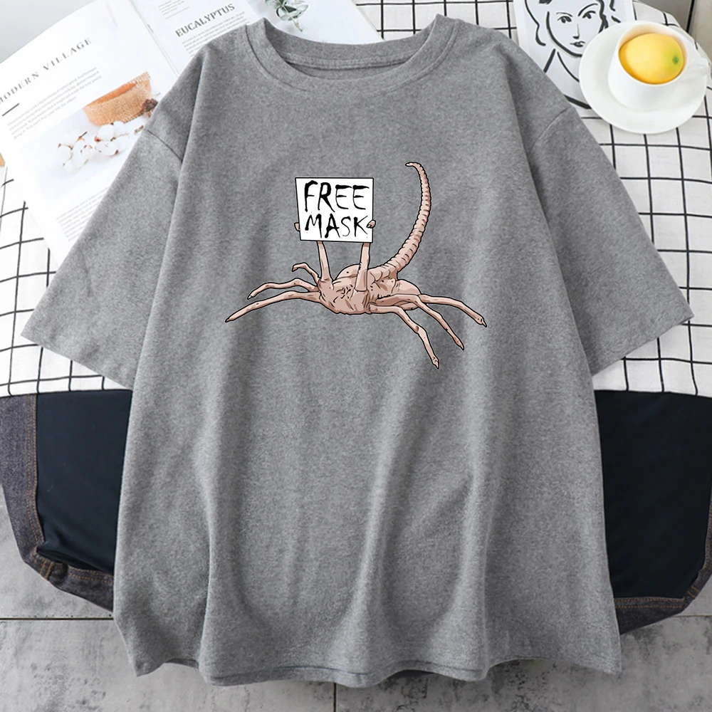 Alien Free Mask gedruckt T-Shirt Männer Horror Skorpion T-Shirts Sommer Baumwolle atmungsaktive
