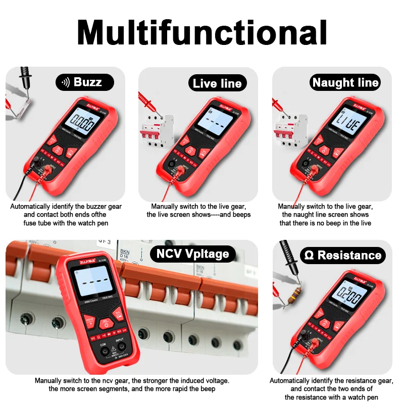 4000 Counts Digital Smart Multimeter Transistor Tester True RMS Auto Elektrische Kapazität Meter Temperatur Widerstand – Detail 6