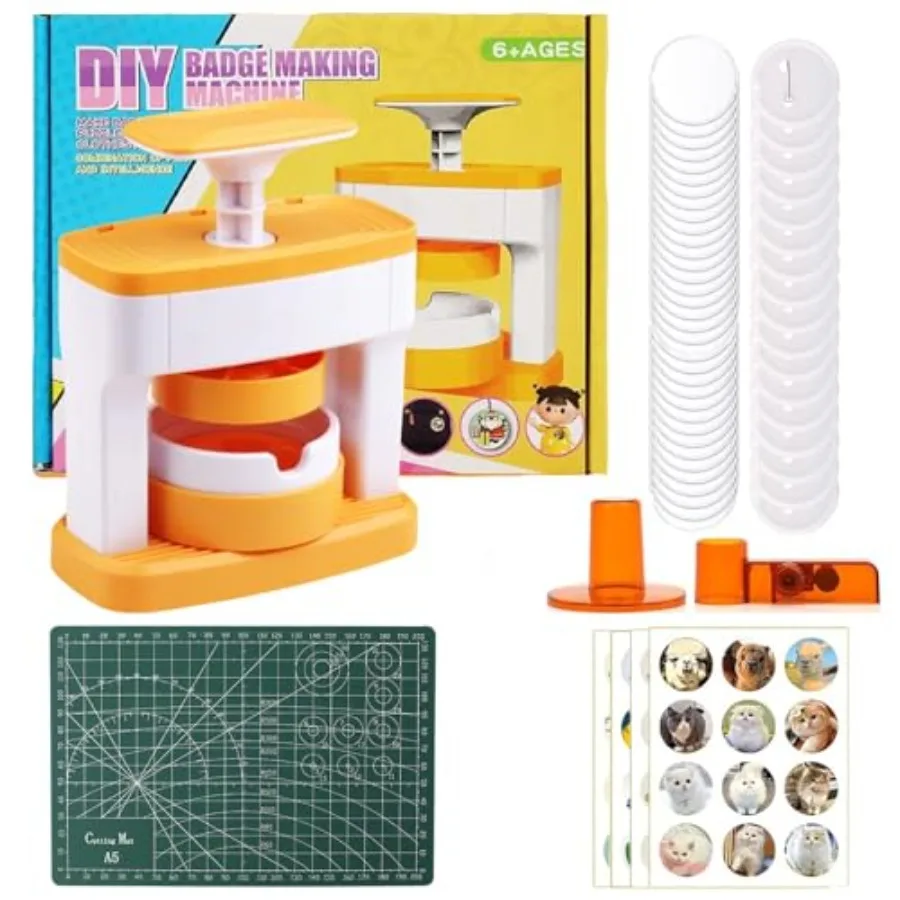 

Button Maker Machine55mm 2.16inch DIY ButtonPress Machine with 48Pcs Button MakerSupplies Cutter Cutting Board and Sticker for