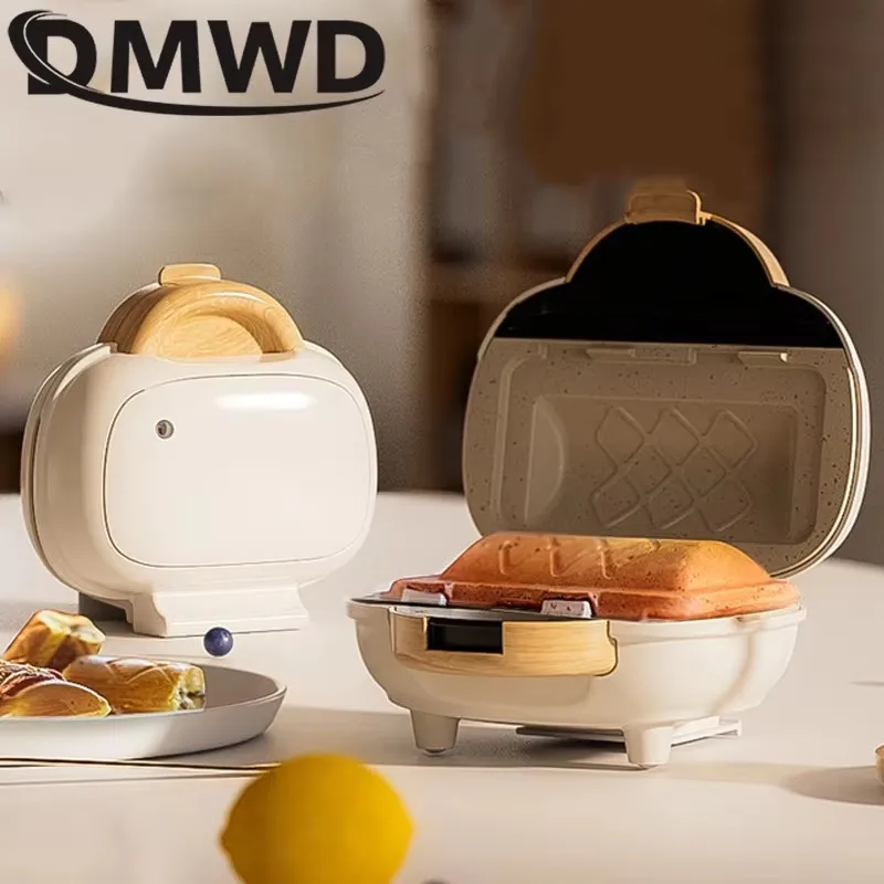 DMWD صانع الساندوتشات متعدد الوظائف آلة الإفطار ساندويتش الصغيرة على الوجهين التدفئة مقلاة الجبن شواء هوت دوج محمصة