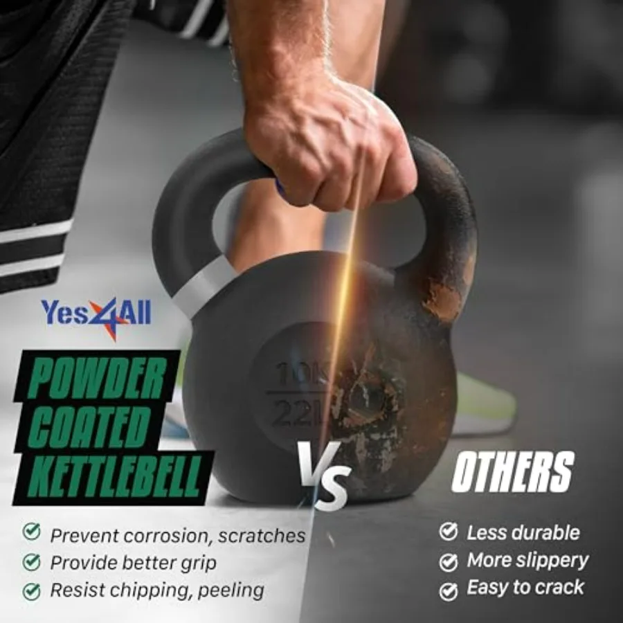 مجموعة أوزان Kettlebell من الحديد الزهر المطلي بالمسحوق 28 كجم 62 رطل لتدريب القوة لتمارين الجسم بالكامل في المنزل