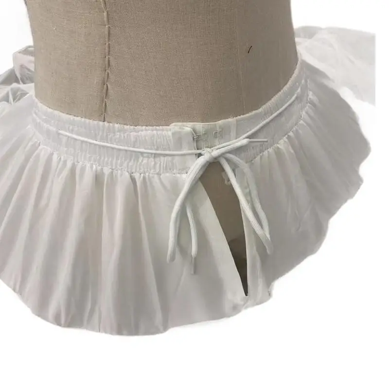Women's 7 Hoops 2 Tiers Tulle Puffy Crinoline Skirt Petticoats Dress Floor Length  Pannier Bustle Wedding Quinceanera Underskirt image 5