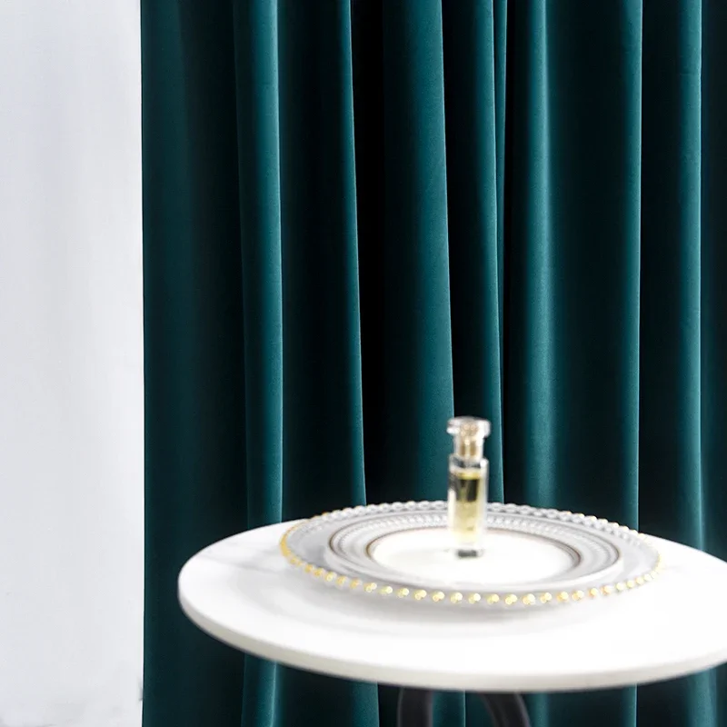 Dark Green Luxury Velvet Curtains for Living Room Bedroom Green Vintage American Velvet Blackout Velvet Curtains Customize 3