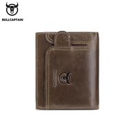 BULLCAPTAIN Men's Wallet RFID Blocking Personality Brand Design Gift Box Tongue Wallet Leather Men's Compact Mini Card Holder