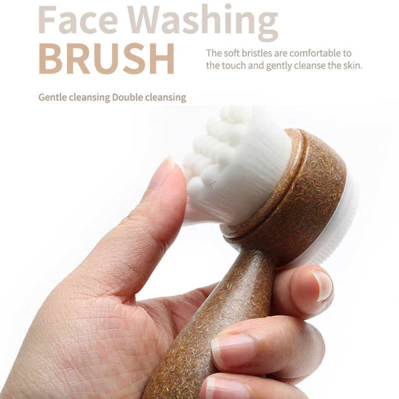 

Mini Face Wash Brush Eco-friendly Coconut Silk Material Biodegradable Handle Double Sided Standing Facial Cleansing Brush