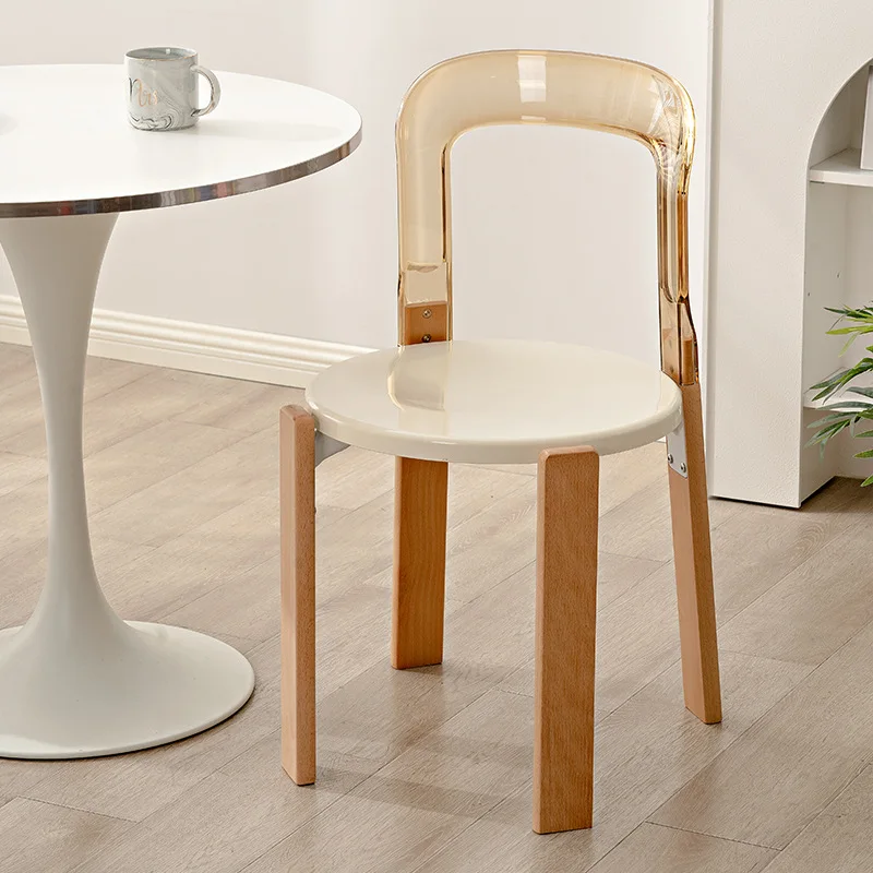 ZML Solid Wood Negotiation Chair Home Dining Table Chair with Backrest Desk Chair