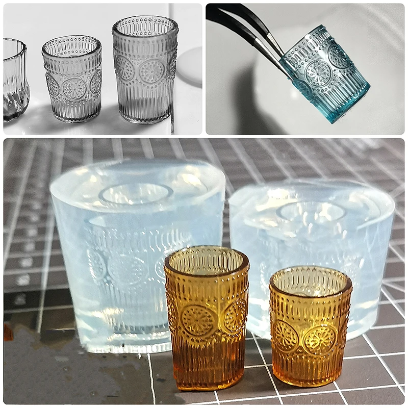 Neue Mini-Form antike Puppenhaus Miniatur Saft Tasse Getränke tasse DIY Tropfen UV-Kleber Silikon form Puppenhaus Zubehör (nur Schimmel)